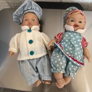 Vintage Uneeda Doll Co Chef Twins Blue Gingham Polka Dot Outfit 1999
